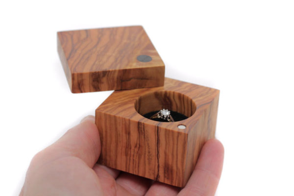 Olive and Walnut ring box