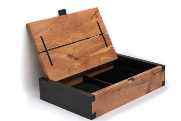 Spalted beech and bog oak jewellery box
